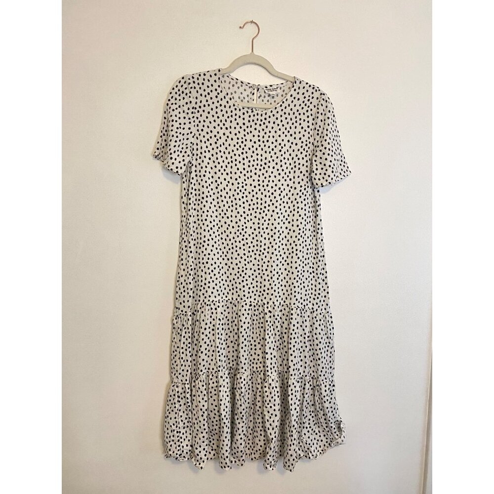 The Drop Fashion Jackson White & Black Polka Dot Tiered Midi Dress Size XS
